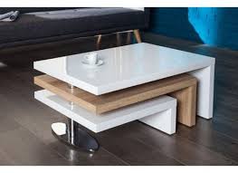 Table Basse Design En Mdf Coloris Sonoma Et Blanc Laque Sovremennye Stoliki Interer Kvartiry Mebelnyj Dekor