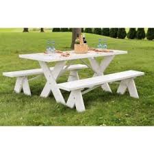 Dura Trel 6 Ft White Vinyl Table With Unattached Plastic Outdoor Patio Bench 11126 Picnic Table Patio Bench Plastic Picnic Tables