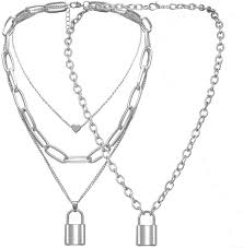 Heart Shaped Lock Key Pendant Necklace Statement Long Chain Punk Multilayer Choker Necklace For Women Men Amazon Com By now you already know that, whatever think how jealous you're friends will be when you tell them you got your chain padlock on aliexpress. tanyoyo lock key pendant necklace statement long chain punk multilayer choker necklace for women men