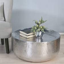 Hammered Metal Coffee Table Hammered Coffee Table Silver Coffee Table Drum Coffee Table