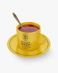 Glossy Cup Saucer With Filing Mockup High Angle Shot In Object Mockups On Yellow Images Object Mockups Mockup Free Psd High Angle Shot Free Psd Mockups Templates