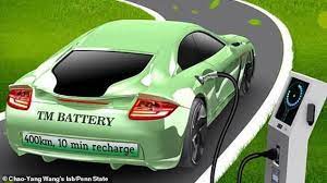 Electric Car Battery That Can Charge In 10 Minutes And Last For 250 Miles Combats Range Anxiety Daily Mail Online