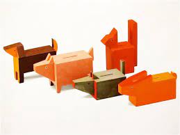 Boehma, dřevoryt se učila u f. Design Is Fine History Is Mine Minka Podhajska Set Of Small Money Boxes 1930