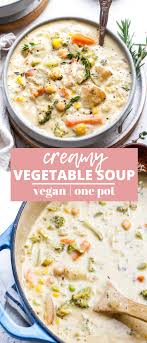 Creamy Vegetable Soup Vegan Recipe Vegan Vegetable Soup Vegetable Soup Healthy Vegetarian Soup Recipes
