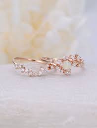 Opal Engagement Ring Rose Gold Engagement Ring Set Diamond Etsy Opal Engagement Ring Rose Gold Engagement Rings Opal Rose Engagement Ring