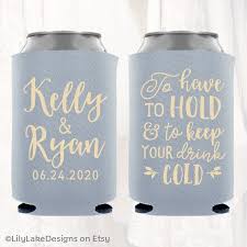 Personalized Wedding Favors To Have To Hold And To Keep Your Etsy In 2020 Personalized Wedding Koozies Wedding Drink Koozies Wedding Can Koozie Ideas