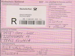 Zu dem termin, zu dem der empfang quittiert wurde oder zu dem termin, zu dem der erste zustellversuch unternommen wurde ? Philaseiten De Bund Schalterlabel Einschreiben