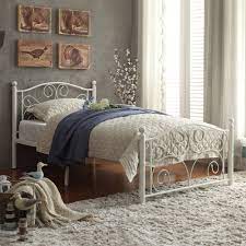 The bunk bed has a metal frame making it sturdy. Chelsea Lane Abigail White Curlicue Metal Platform Full Bed Walmart Com Walmart Com