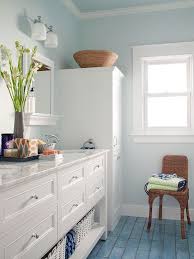Give your bathroom a refreshing look by incorporating blue on the wall paint. An Open And Family Friendly Home Makeover Better Homes Gardens Bhg Com Best Bathroom Colors Bathroom Design Small Bathroom Colors