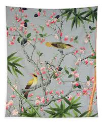 Detail of the 18th century wallpaper in the drawing room photograph Tapestry