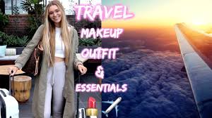 airplane travel makeup outfit ideas