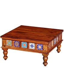 Table from cer following the natural form ot the tree, handmade table with stand. Stacy Solid Wood Coffee Table In Honey Oak Finish Shagun Arts