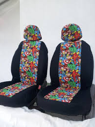 Marvel Super Hero Design Pair Of Front Seat Covers Car Van Truck Seat Covers Car Marvel Superheroes