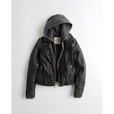 Hollister Hooded Vegan Leather Jacket 70 Liked On Polyvore Featuring Outerwea Leather Jacket With Hood Vegan Leather Jacket Faux Leather Motorcycle Jacket