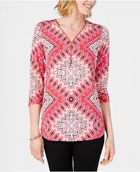 petite embellished zipper trim top created for macys