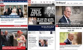 It is with deep sorrow that her majesty the queen has announced the death of her beloved husband, his royal highness the prince philip, duke of edinburgh. Prince Philip Dead International Media Pays Tribute To Queen S Shadow Daily Mail Online