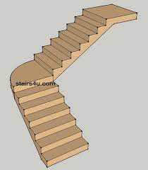 L Stairs With Curved Landing Design And Type L Shaped Stairs Stairs Design Interior Basement Stairs