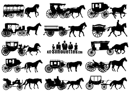 Vector Horse Drawn Carriage Silhouettes Horse Stencil Horse Wagon Horse Silhouette