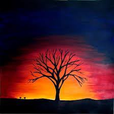 Find photos of sunset background. Tree Silhouette And Sunset Background Oil Pastel Drawings Oil Pastel Paintings Pastel Sunset