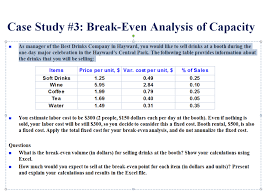 Solved Case Study 3 Break Even Analysis Of Capacity 9 A