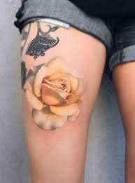 Awesome Yellow Rose Tattoo C Tattoo Artist Pony Wave Yellow Rose Tattoos Yellow Tattoo Rose Tattoo Thigh