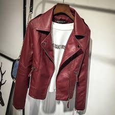 Black And Red Leather Motorcycle Jacket Ladies Faux Leather Biker Style Jacket Leather Jacket Style Leather Jackets Women Jackets For Women