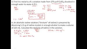 Practice Problems With Solutions Concentration And Molarity Youtube