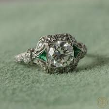 Vintage Art Deco Style Engagement Ring In 2020 Art Deco Engagement Ring Antique Diamond Engagement Rings Antique Rings