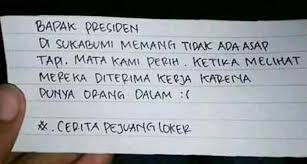 Temukan lowongan kerja pt taekwang dan peluang kerja di subang yang ditemukan oleh loker.my.id. Susahnya Cari Kerja Di Sukabumi Surat Netizen Untuk Presiden Ini Viral