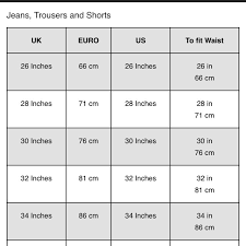 Topman Bottom Size Chart Mens Fashion On Carousell