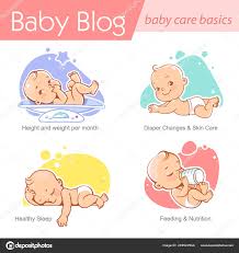 set of baby illustration first year growth and activity