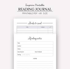 Reading Journal Printable Reading Journal A5 A4 Us Letter Etsy Reading Journal Reading Journal Printable Journal Printables
