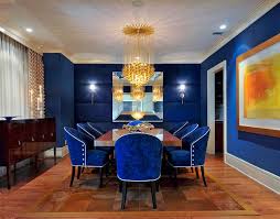 17 Extremely Amazing Interior Designs With Gold Blue Dining Room Blue Blue Dining Room Chairs Orange Dining Room