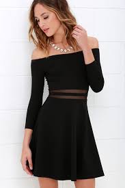 Yes To The Mesh Black Skater Dress Casual Summer Dresses Mesh Black Skater Dress Long Sleeve Short Dress