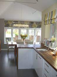 Pvc venetian window blind blinds in grey white silver black teak and natural. Kitchen Diner Kitchen Design Yellow Kitchen Grey Kitchen Colors