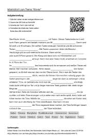 Arbeitsblatt Mit Luckentext Zum Thema Klavier Arbeitsblatter Aufgabenstellung Arbeit