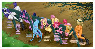 6girls above view anthro applejack (mlp) apuru kun ass bent over  blindfold bondage breast size difference breasts english text female femsub  fluttershy (mlp) friendship is magic furry mane mane