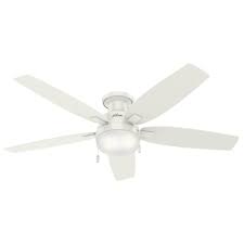 Hunter Duncan 52 In Led Indoor Fresh White Flush Mount Ceiling Fan With Light 59186 The Home Depot Flush Mount Ceiling Fan Ceiling Fan With Light White Ceiling Fan