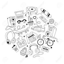 Create and share your own cartoons, comics and animations. Hipster Collage In Cartoon Style Templates Elements Of Bicycle Headphone Music And Style Vector Illustration Royalty Free Cliparts Vectors And Stock Illustration Image 78150004