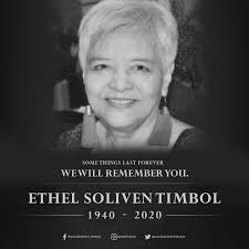 Ethel Soliven Timbol, longtime lifestyle editor of The Manila Bulletin,  passed away in her sleep in her room at St. Luke's at BGC in Taguig at 4  a.m.