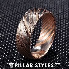 8mm Damascus Steel Ring Mens Wedding Band Damascus Rose Gold Etsy Rings Mens Wedding Bands Rings For Men Steel Wedding Bands