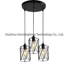 China Jlc 6303 Vintage 3 Head Black Metal Cage Shade Pendant Lights Living Room Dining Room Light Fixture China Ceiling Lamp Ceiling Lamps