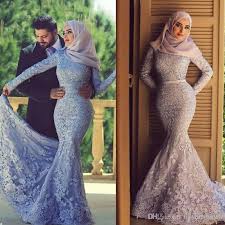 2017 Muslim Wedding Dresses Lace Long Sleeves Mermaid High Neck Vestidos De Baile Sereia Vestidos De Formatura Vestidos De Sereia