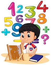 Boy Doing Math With Abacus Illustration Math Cartoons School Murals Math Wallpaper