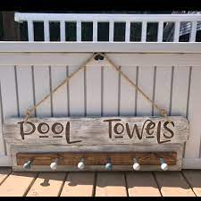 Custom Pool Sign Pool Towel Holder Pool Sign Pool Towel Etsy Towel Rack Pool Pool Signs Diy Pool