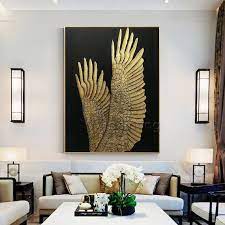 Gold Leaf Painting Modern Art Abstract Original Feather Etsy In 2021 Modern Art Abstract Wall Art Pictures Large Wall Art
