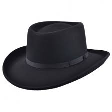 Mens Black Vintage 100 Wool Felt Crushable Gambler Cowboy Hat Curved Wide Brim Ebay Wide Brim Hat Men Hats For Men Cowboy Hats