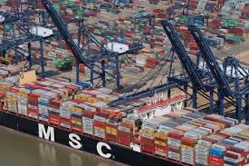 Msc Container Ship In The Port Of Felixstowe Suffolk Aerial Image Aerial Aerial Images Aerial View
