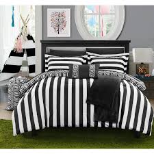 Black And White Twin Xl Comforter Set Chic Home Geometric And Striped Reversible 10 Piece Bed In A Bag Paris Comforter Set Comforter Sets Paris Comforter