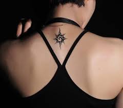 Sun Tattoo On The Back Of A Neck Tribal Tattoos For Women Small Tribal Tattoos Sun Tattoo Designs